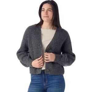 [Smartwool] Gray Cozy Lodge Cropped Cardigan Sweater Wool Alpaca Blend Sz Large